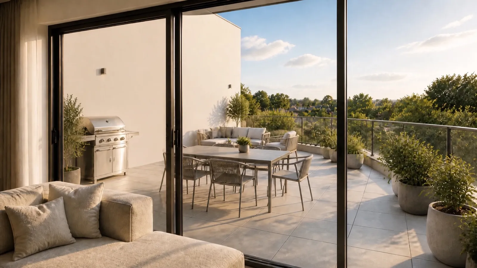 La terrasse depuis le séjour