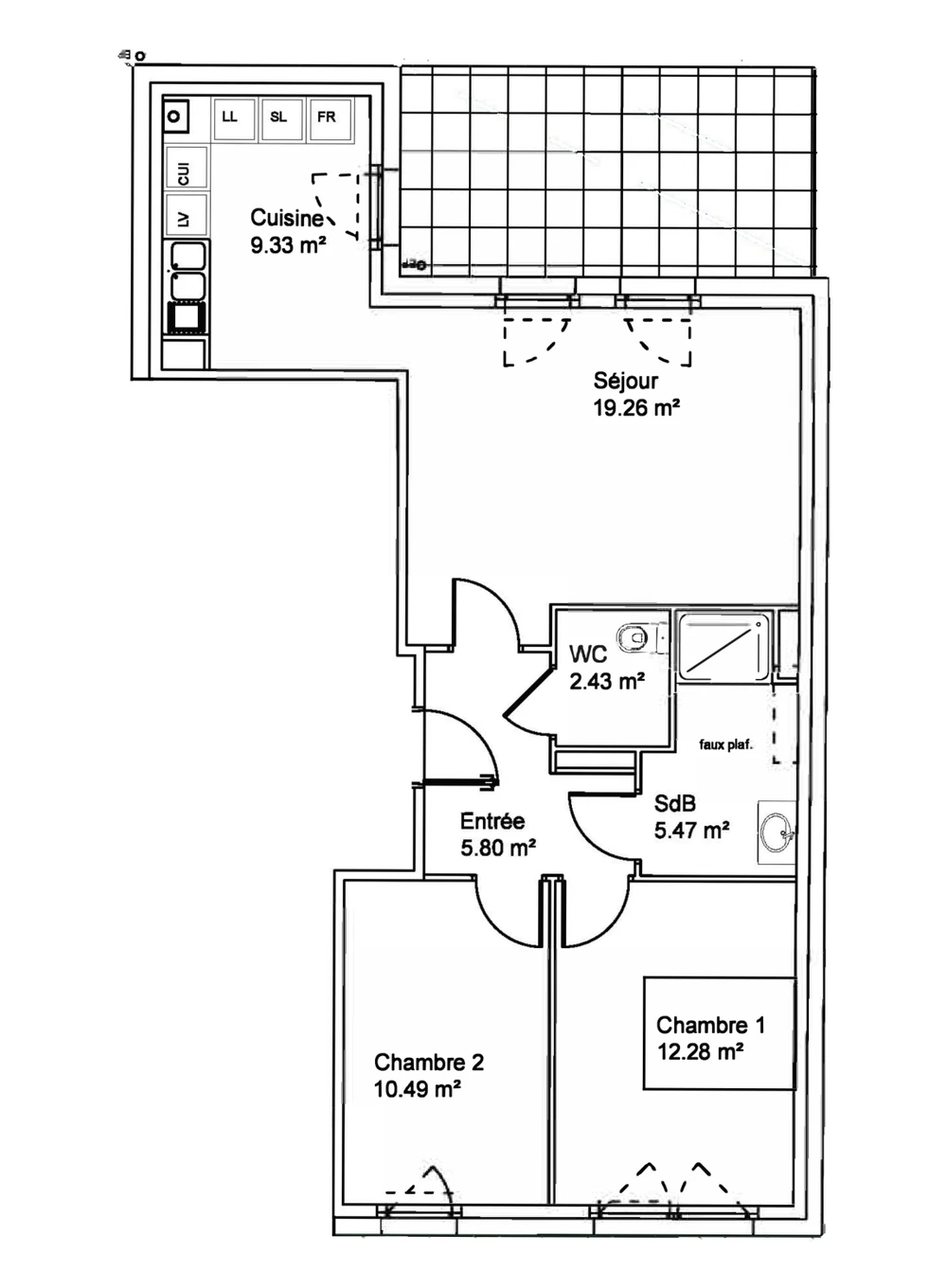 Plan de l'appartement A01, Les Terrasses de Woippy