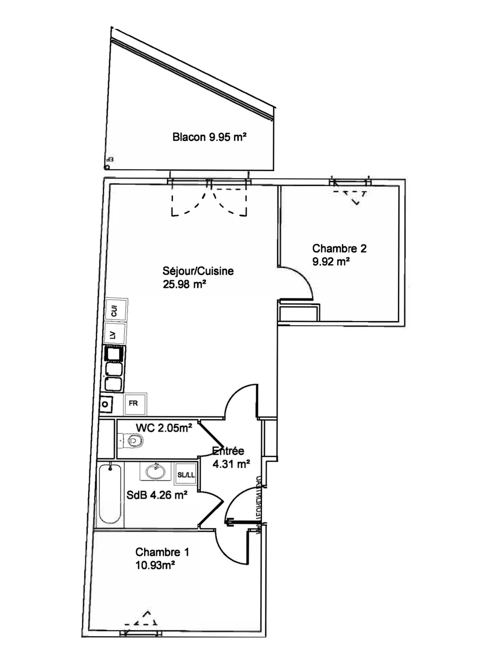 Plan de l'appartement A04, Les Terrasses de Woippy